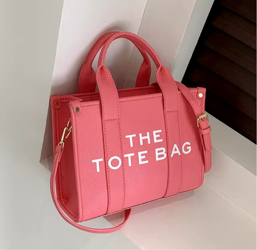 Pink Leather Tote Bag