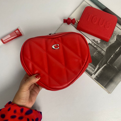 Bolso Coach Corazón Rojo Silver