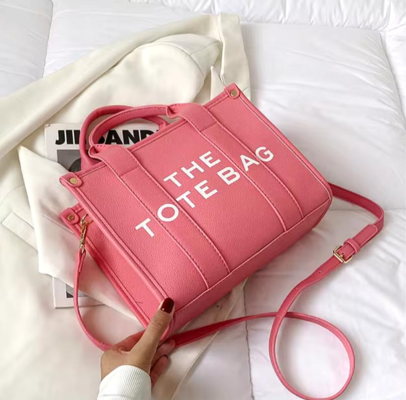 Pink Leather Tote Bag