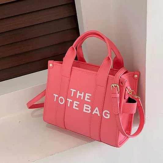 Pink Leather Tote Bag